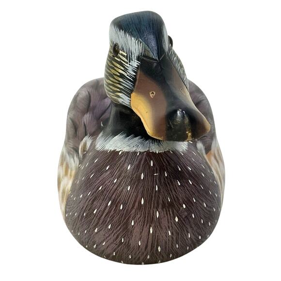 Hand Crafted Painted Signed Vintage Wooden Duck Decoy Exceptional Details - Picture 4 of 8